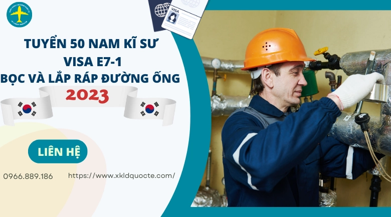Xuất khẩu lao động Hàn Quốc- Tuyển 50 nam kĩ sư visa E7-1 bọc và lắp ráp đường ống làm việc tại Hàn Quốc 2023